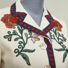 GUCCI 2015 Alessandro Michele rose embroidered web trim single breasted jacket S
