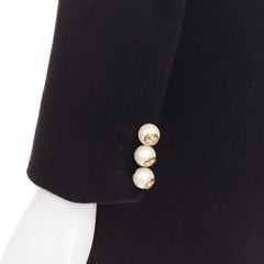 GUCCI 2015 black wool GG pearl button collared pocketed coat IT36 XXS