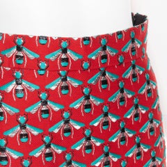GUCCi 2015 Hibiscus Red Bee jacquard high waist A-line skirt IT40 S