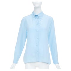 GUCCI 2015 light blue fluid button up long sleeve casual blouse shirt IT40 S