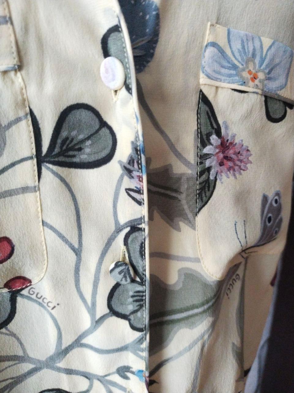 GUCCI 2015 LOGO Silk Flora Kris Knight Flora Print Blouse  USA 8 Rizzoli & Isles 8