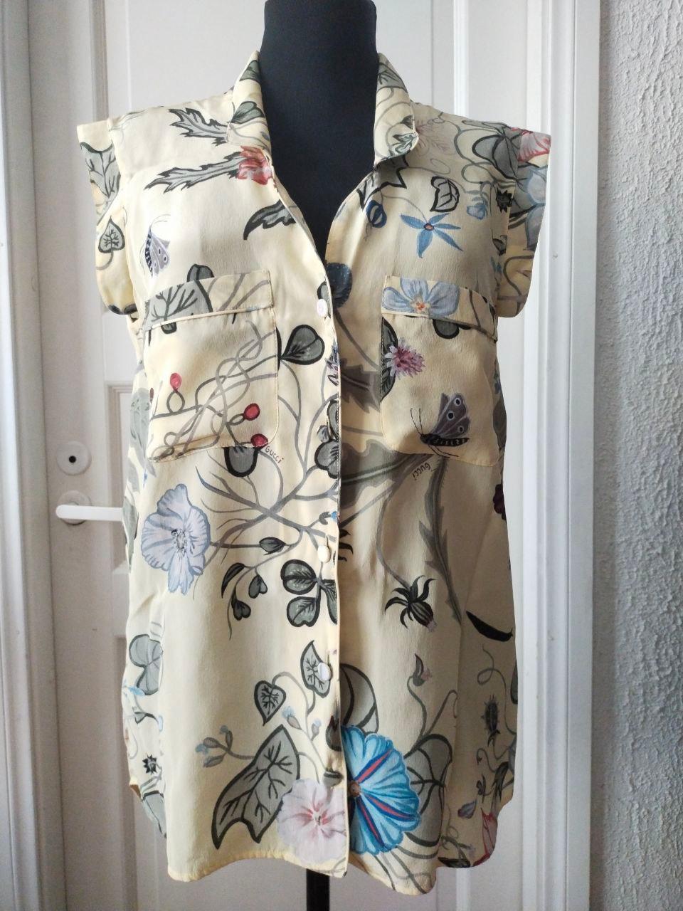 GUCCI 2015 LOGO Silk Flora Kris Knight Flora Print Blouse  USA 8 Rizzoli & Isles 9