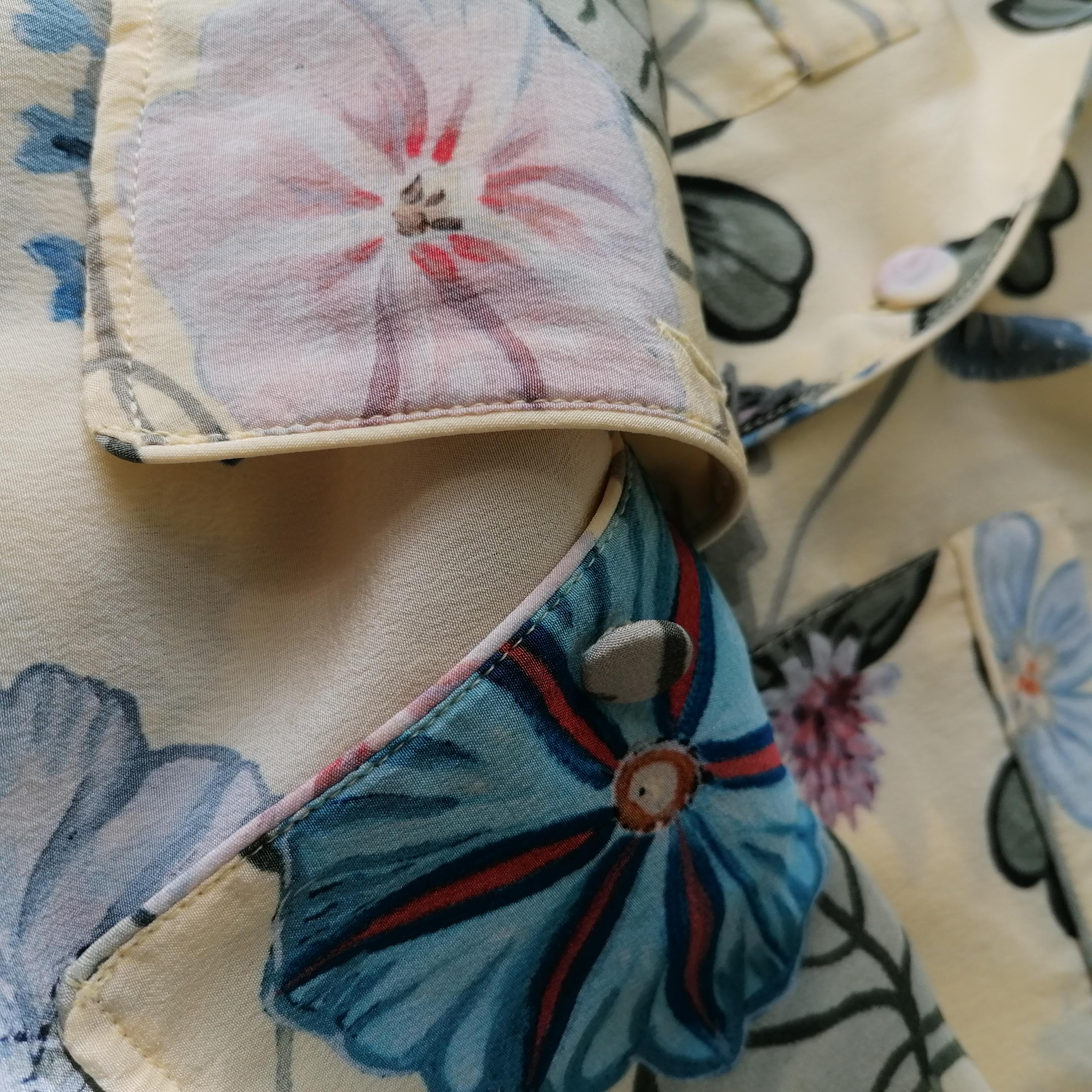 GUCCI 2015 LOGO Silk Flora Kris Knight Flora Print Blouse  USA 8 Rizzoli & Isles 11