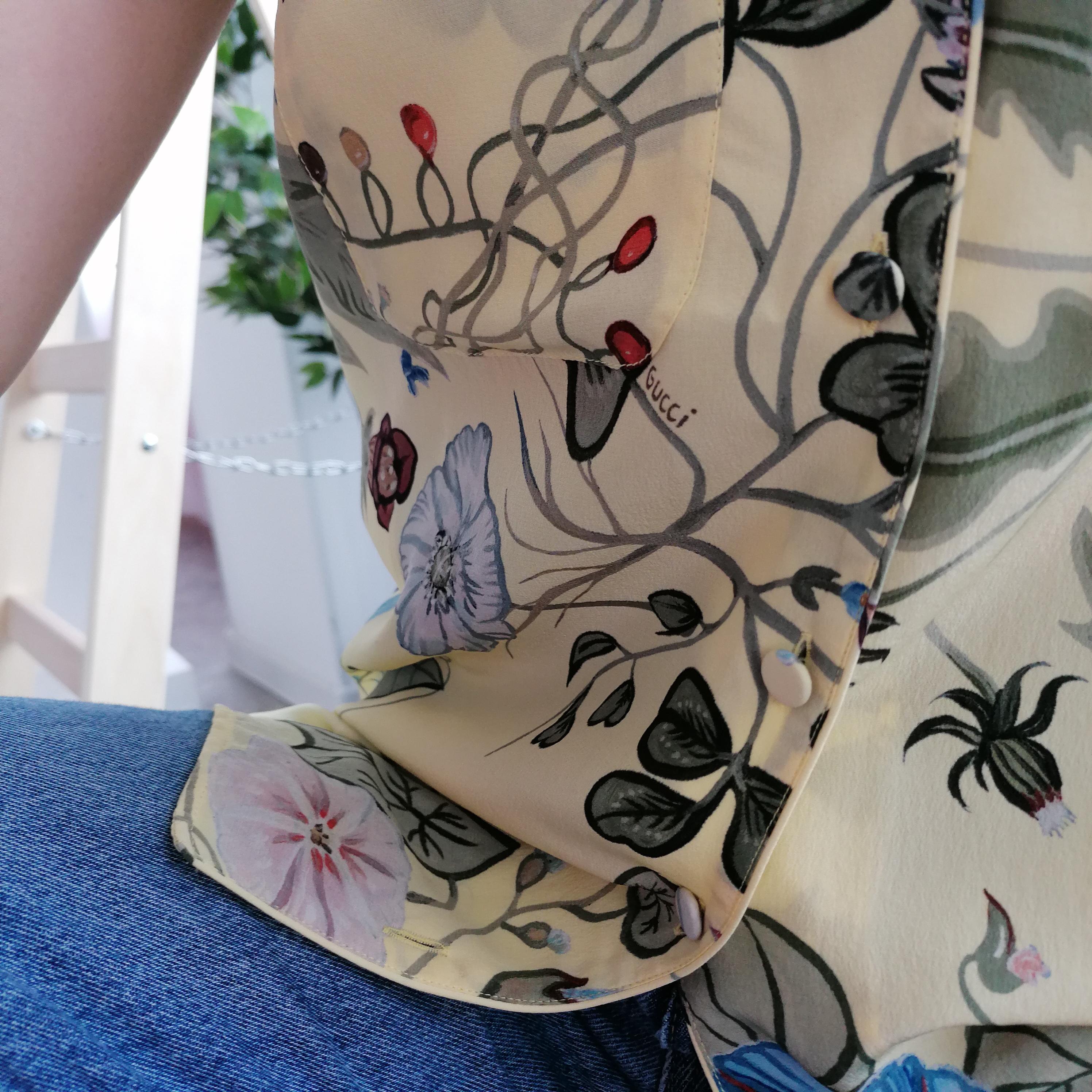 GUCCI 2015 LOGO Silk Flora Kris Knight Flora Print Blouse  USA 8 Rizzoli & Isles 16