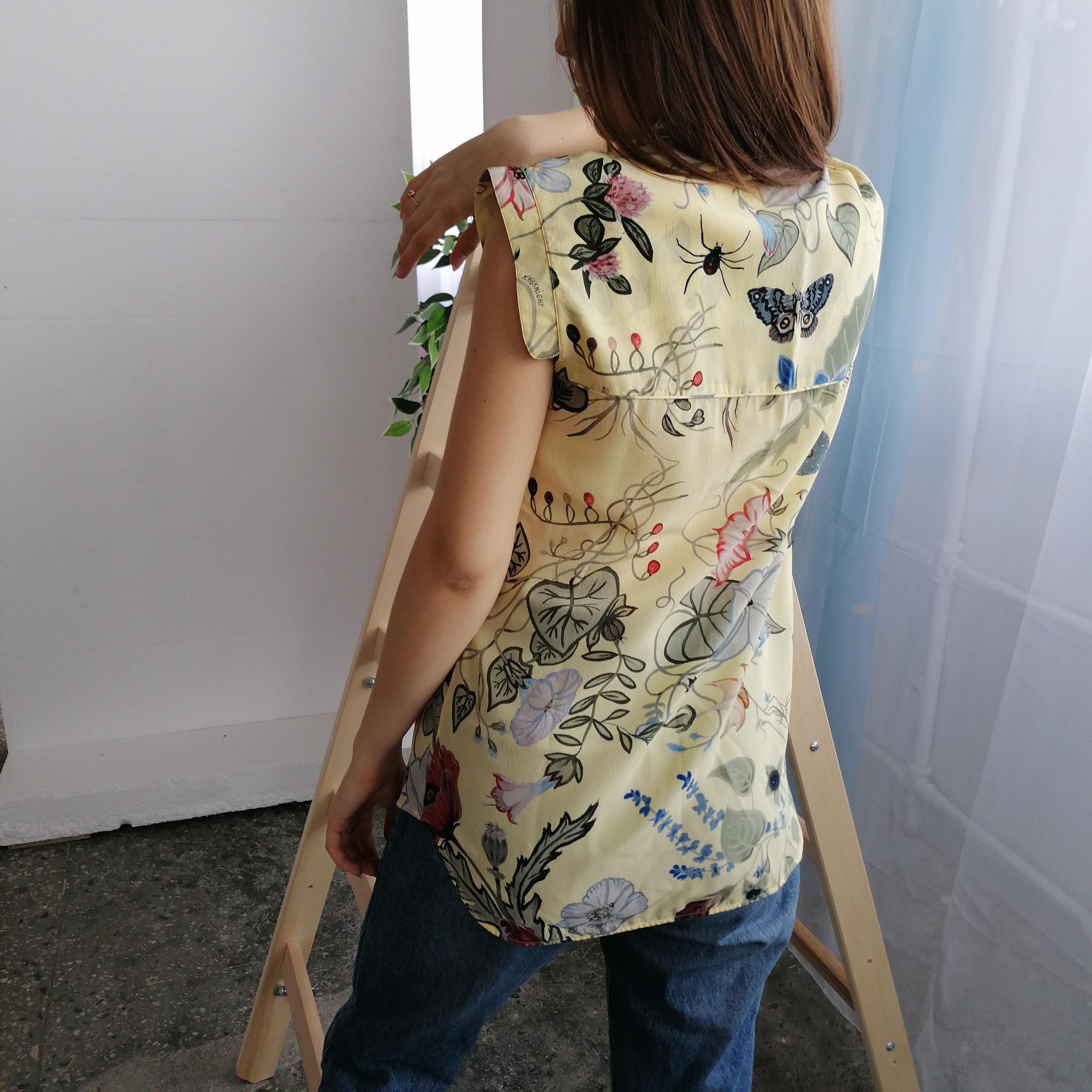 GUCCI 2015 LOGO Silk Flora Kris Knight Flora Print Blouse  USA 8 Rizzoli & Isles 4