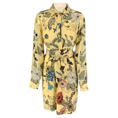 GUCCI 2015 Resort Flora by Kris Knight Size 6 Yellow Green Silk Dress