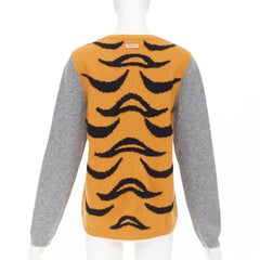 GUCCI 2016  100% wool Tiger intarsia grey animal knit pullover sweater M