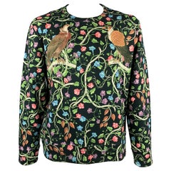 GUCCI 2016 Birds Of Prey Size XL Multi-Color Floral Cotton Crew-Neck Sweatshirt