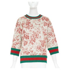 GUCCI 2016 Herbarium Floral grey pink bloom metallic web sweatshirt S