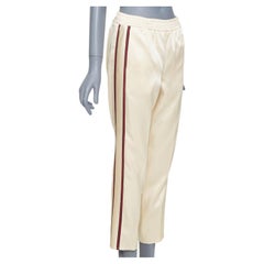GUCCI 2016  ivory acetate navy red web mid waist cropped track pants IT38 XS