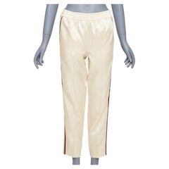 GUCCI 2016  ivory acetate navy red web mid waist cropped track pants IT38 XS