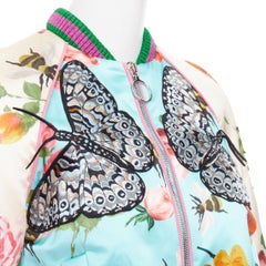 GUCCI 2016 Michele Runway silk butterfly bee embroidery bomber kacket IT40 S