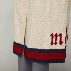 GUCCI 2016 Modern Future cream cotton boucle webbing trim midi skirt IT42 M