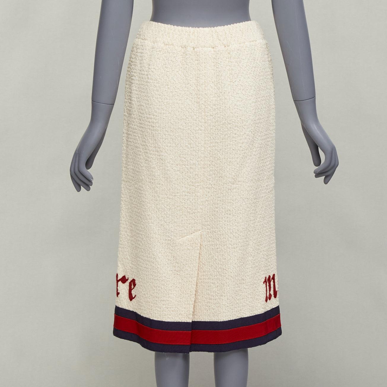 Gucci 2016 Modern Future jupe midi en coton bouclette crème garnie de sangles IT42 M Pour femmes en vente
