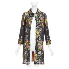 Manteau de soirée Gucci 2016, en soie noire à motif floral jacquard GG et perles, référence IT38, taille XS