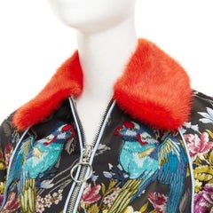 GUCCI 2016 Runway floral jacquard mink fur collar bomber jacket IT38 XS