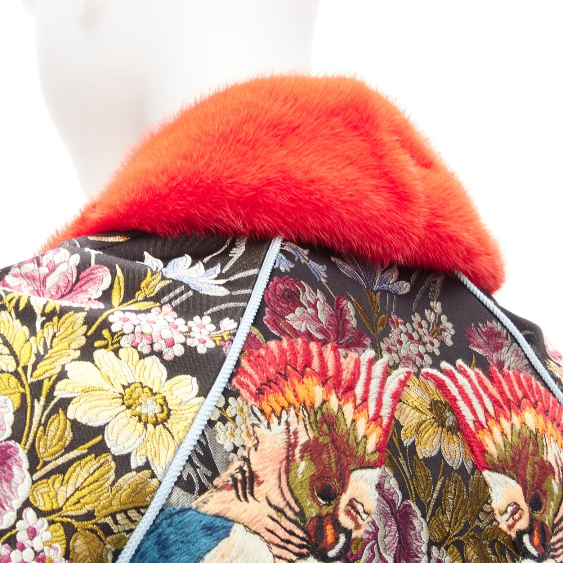 GUCCI 2016 Runway floral jacquard mink fur collar bomber jacket IT38 XS 3