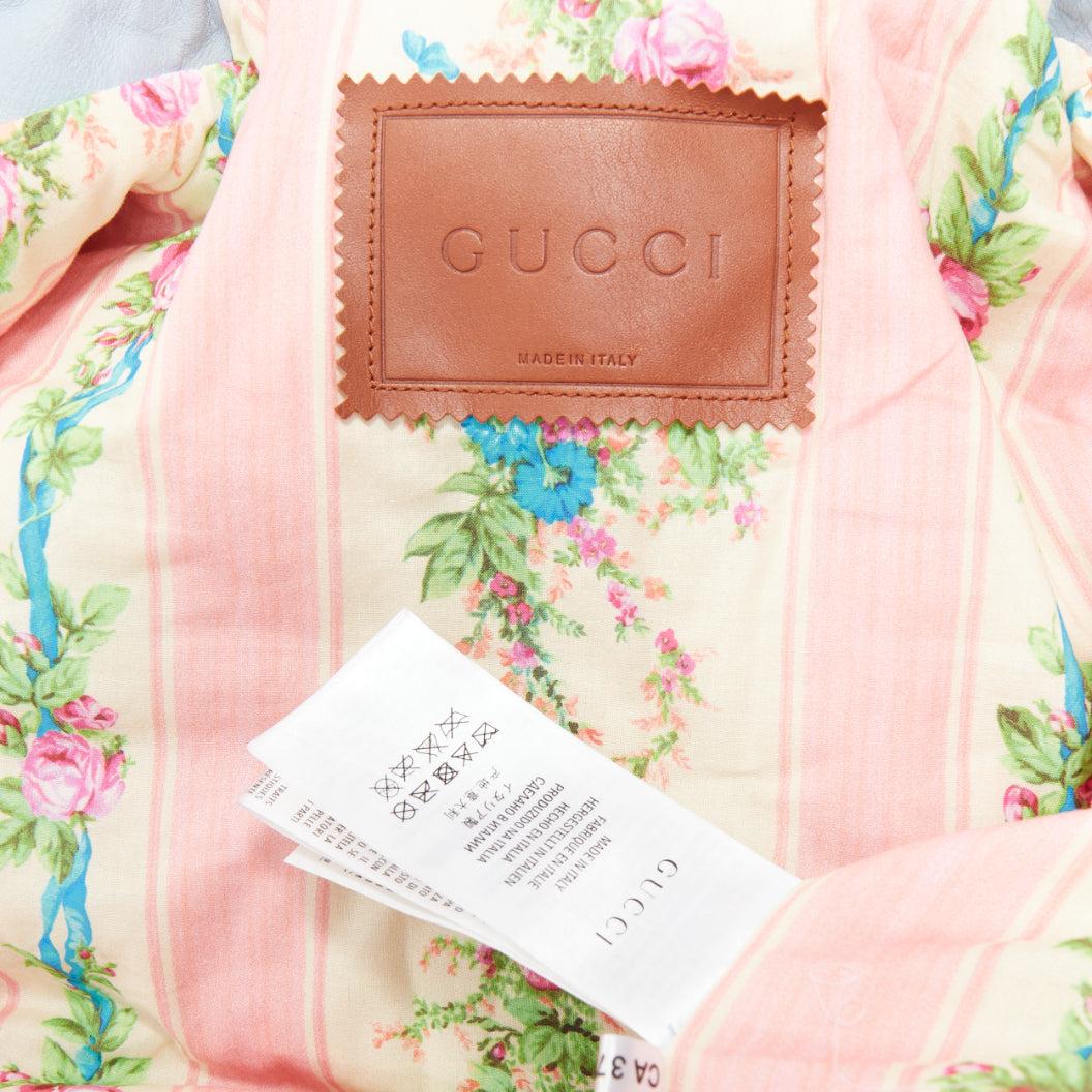 Gucci 2016 Giacca con ricamo floreale ape blu chiaro con borchie IT38 XS in vendita 5