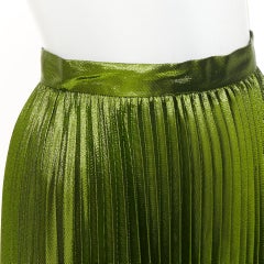 GUCCI 2016 Runway metallic lame plisse silk blend pleated midi skirt IT36 XXS