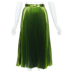 GUCCI 2016 Runway metallic lame plisse silk blend pleated midi skirt IT36 XXS