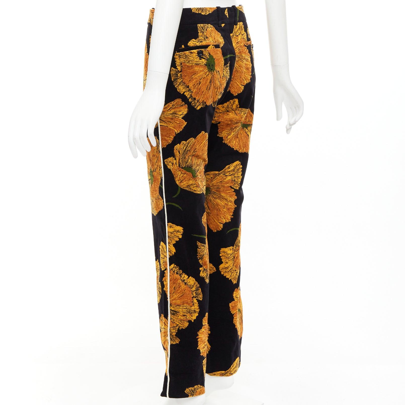 GUCCI 2017  Alessandro Michele gold floral velvet straight pants IT38 XS For Sale 1