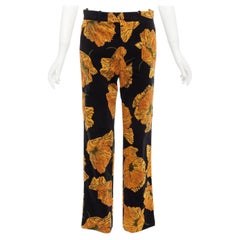 GUCCI 2017  Alessandro Michele gold floral velvet straight pants IT38 XS