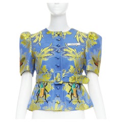 GUCCI 2017 Beetle Embroidery Floral Jacquard Belted Jacket IT40 S