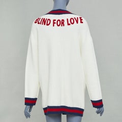 GUCCI 2017 Blind For Love web trim knit oversized cardigan sweater XS