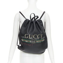 Gucci 2017 Coco Capitan in pelle nera graffiti, zaino con coulisse e tote bag