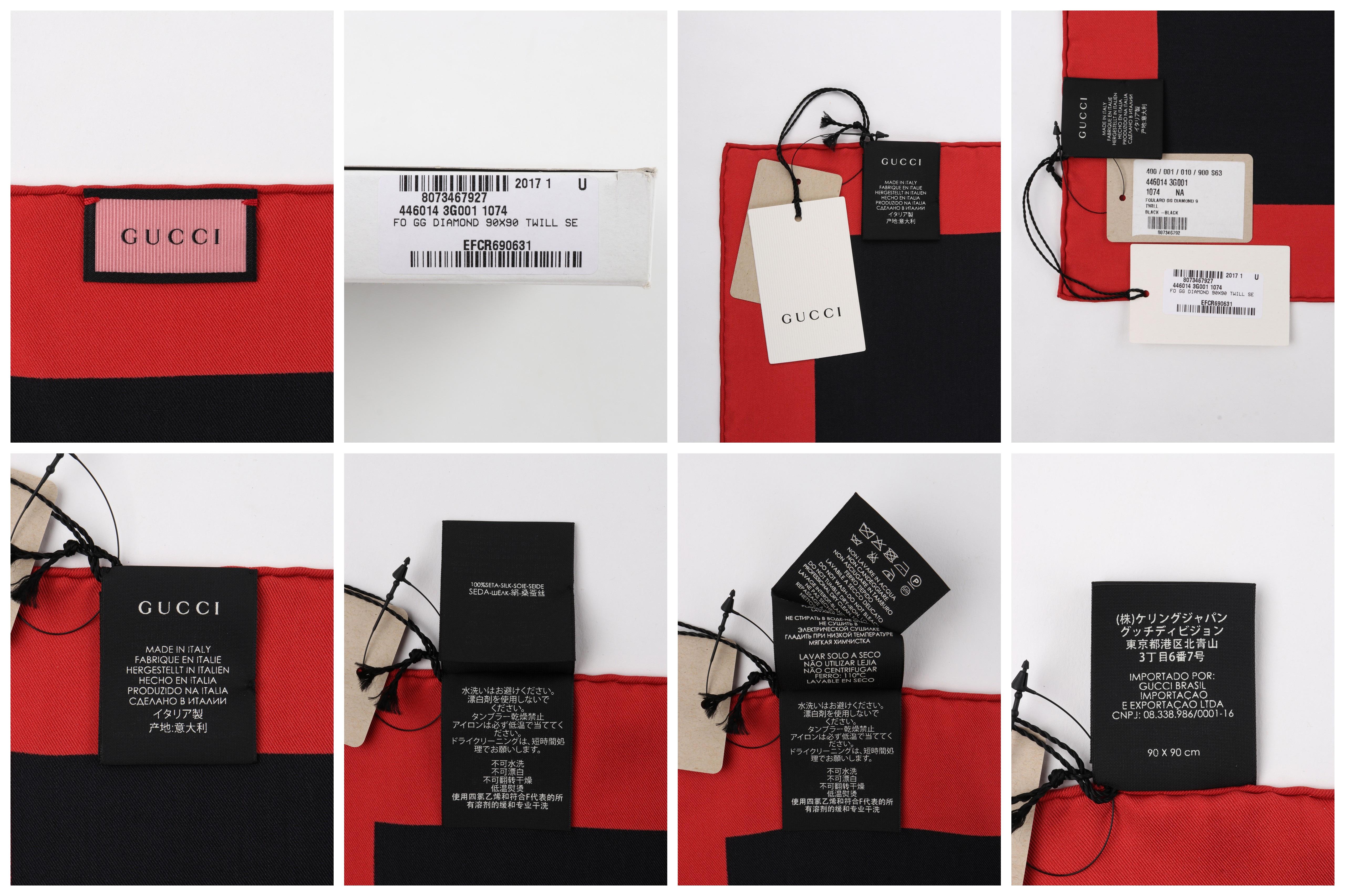 Women's or Men's GUCCI 2017 Ghost Collection “Foulard GG Diamond” Red Black White Square Scarf