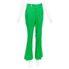 GUCCI 2017 green corduroy beige buttons mid flare pants IT40 S