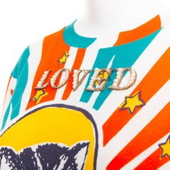 GUCCI 2017 LOVED Space Cat Astronaut embroidered beaded orange blue t-shirt S