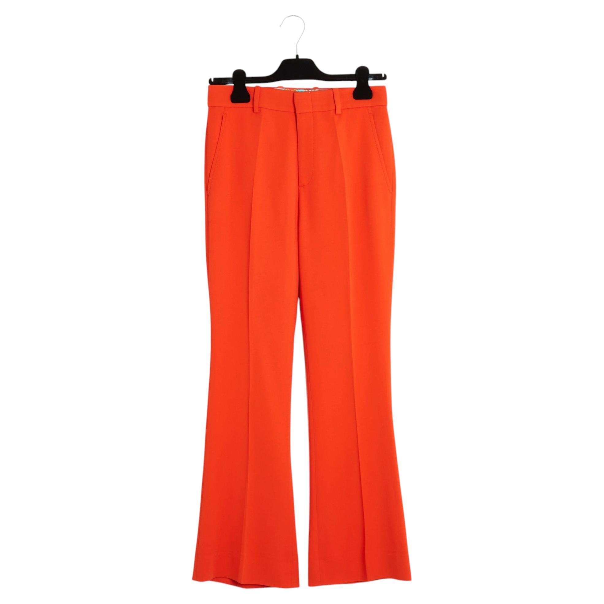 Gucci 2017 Pantalone arancione FR34/36 Pantaloni svasati in crepe di viscosa UK6 US4