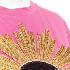 GUCCI 2017 pink cotton multicolor sequin UFO rainbow graphic t-shirt XS