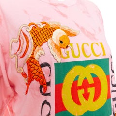 GUCCI 2017 pink tie-dye embroidered Koi fish oversized  t-shirt S