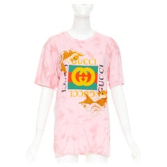 GUCCI 2017 pink tie-dye embroidered Koi fish oversized  t-shirt S