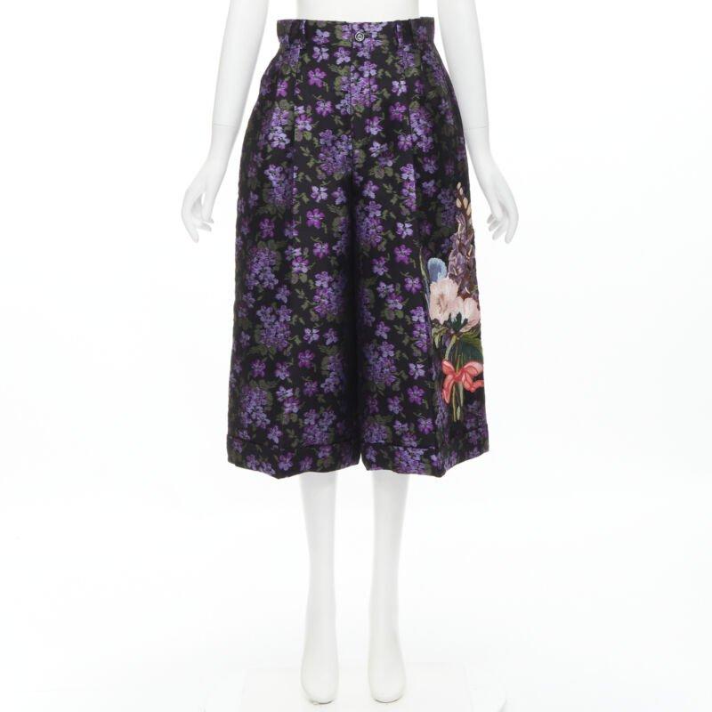 GUCCI 2017 morado jacquard floral bordado parche culotte IT40 S en venta 6