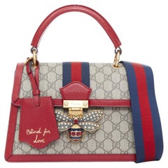 GUCCI 2017 Queen Margaret small GG supreme canvas leather top handle bag