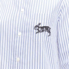 GUCCI 2017 rabbit print blue white striped cotton pyjama dress shirt IT44 L