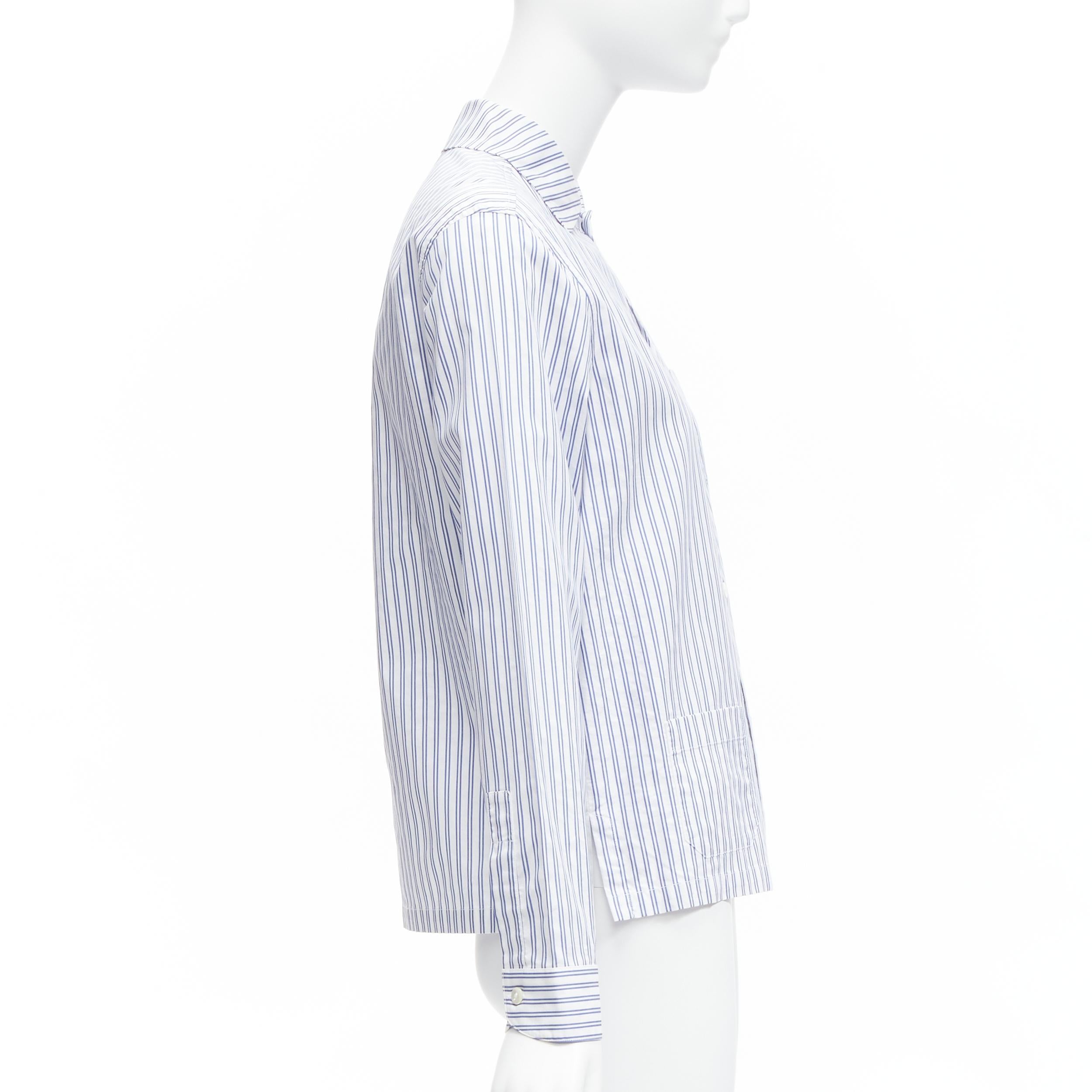 GUCCI 2017 rabbit print blue white striped cotton pyjama dress shirt IT44 L In Excellent Condition For Sale In Hong Kong, NT