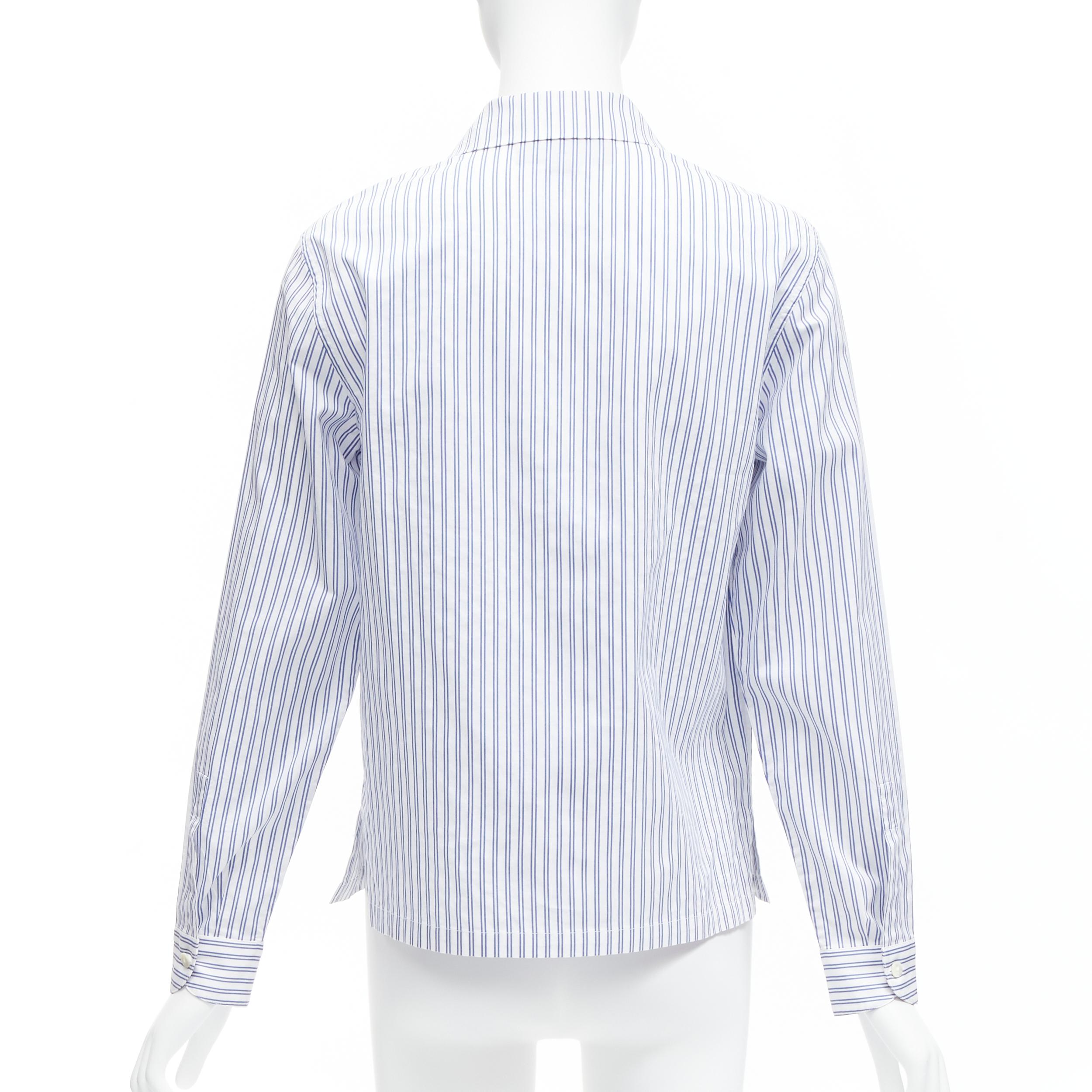 Women's GUCCI 2017 rabbit print blue white striped cotton pyjama dress shirt IT44 L For Sale