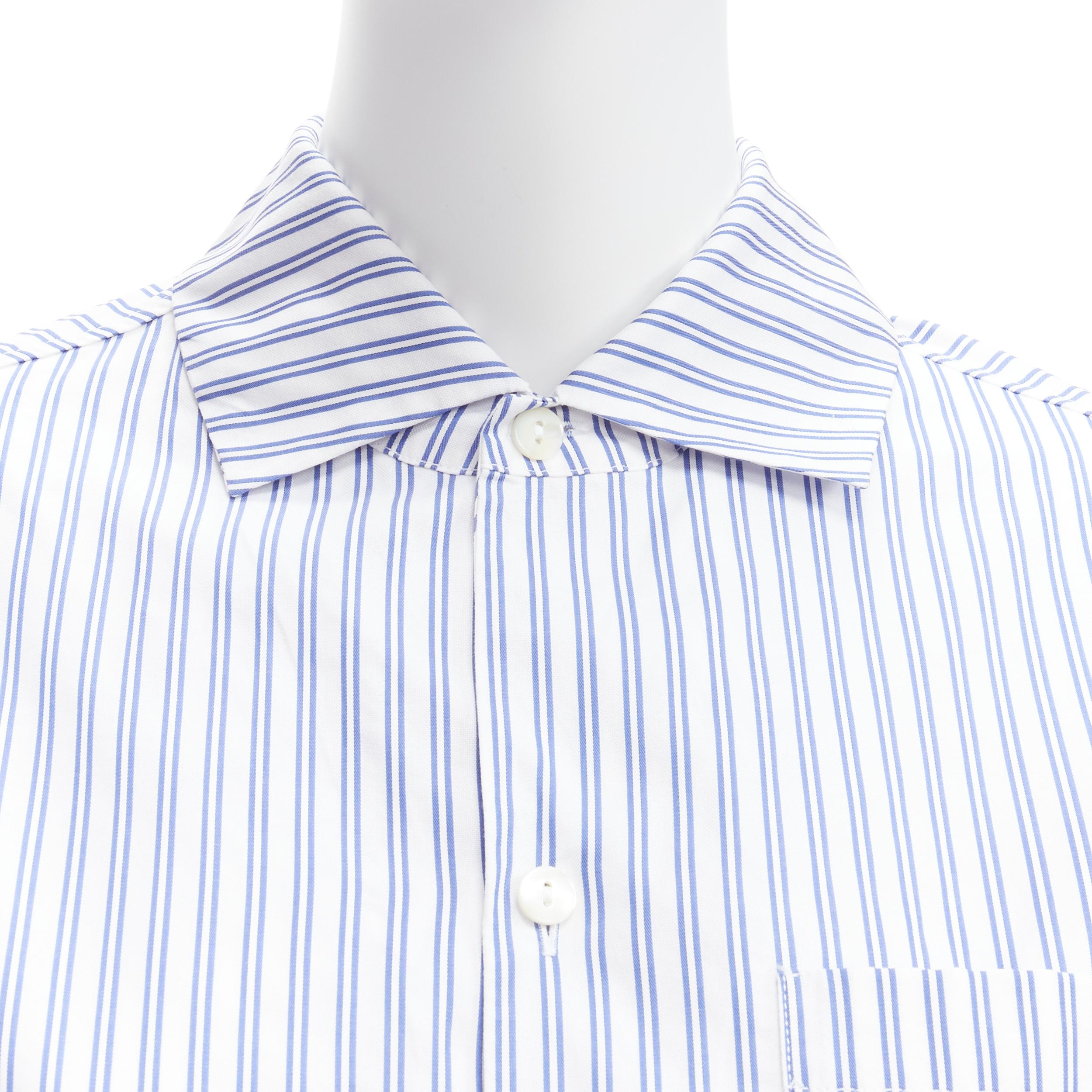 GUCCI 2017 rabbit print blue white striped cotton pyjama dress shirt IT44 L For Sale 2
