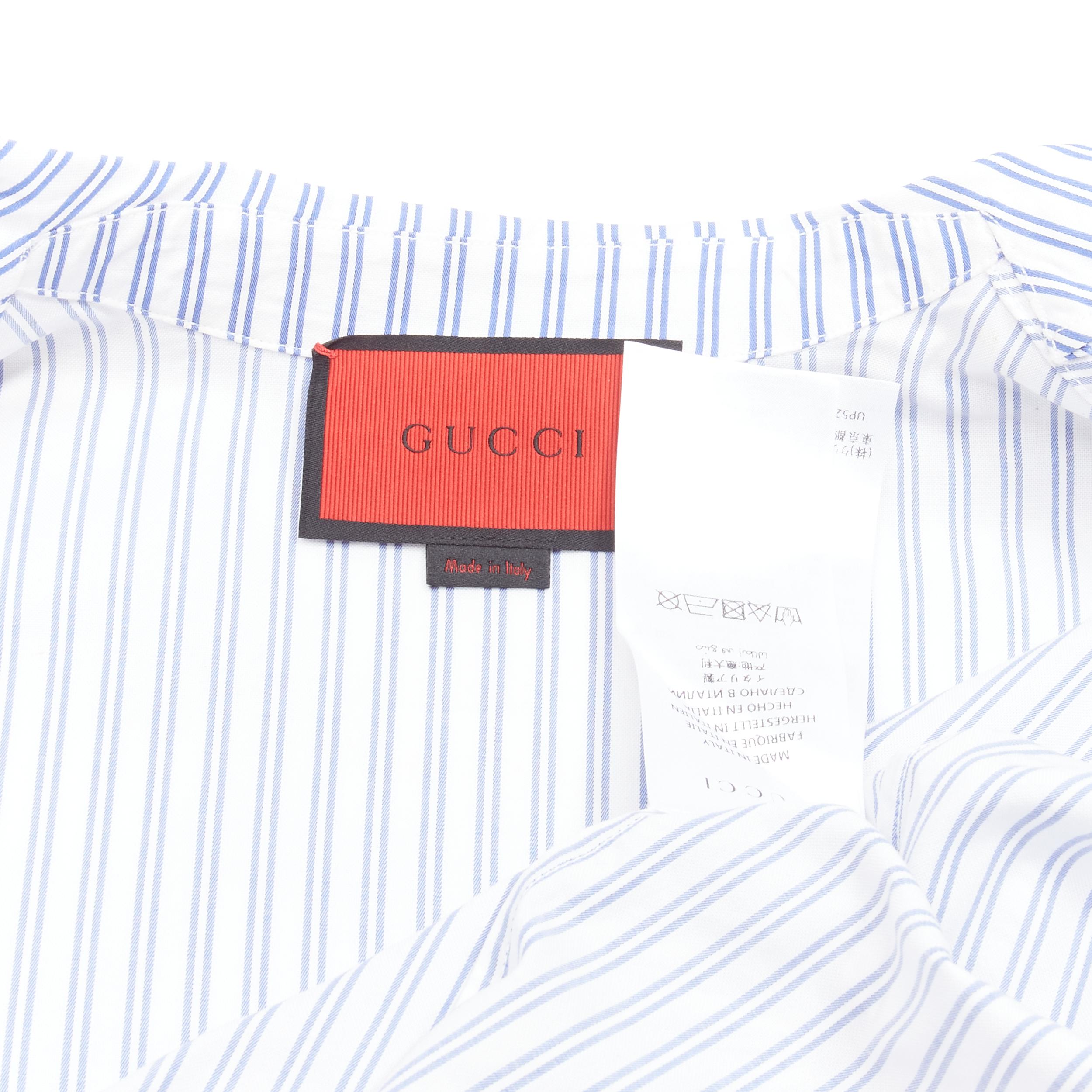 GUCCI 2017 rabbit print blue white striped cotton pyjama dress shirt IT44 L For Sale 4