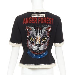 GUCCI 2017 Runway black crystal bow swarovski embellished wool jacket IT40 S