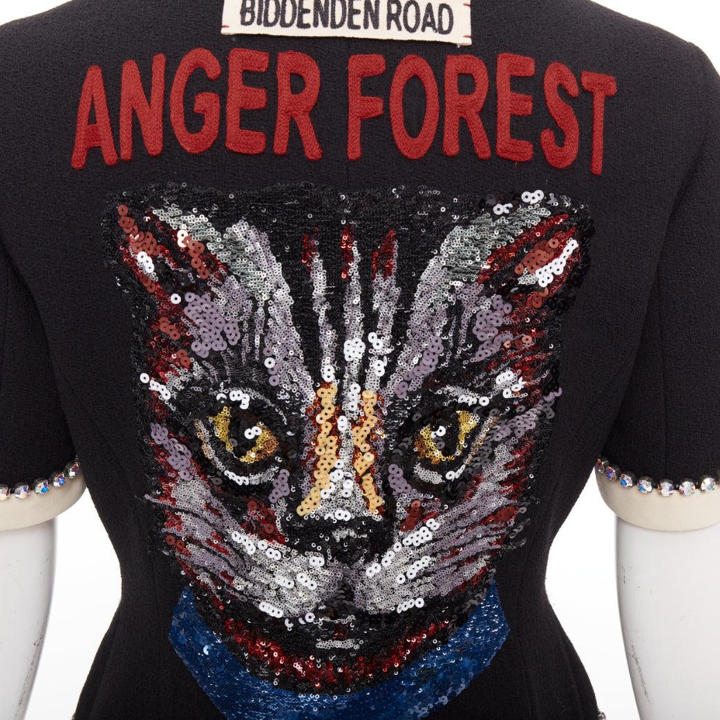 GUCCI 2017 Runway schwarz Kristall Schleife Swarovski verschönert Wolle Jacke IT40 S im Angebot 2