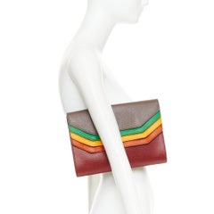GUCCI 2017 Runway Totem rainbow brown leather flap envelop clutch bag
