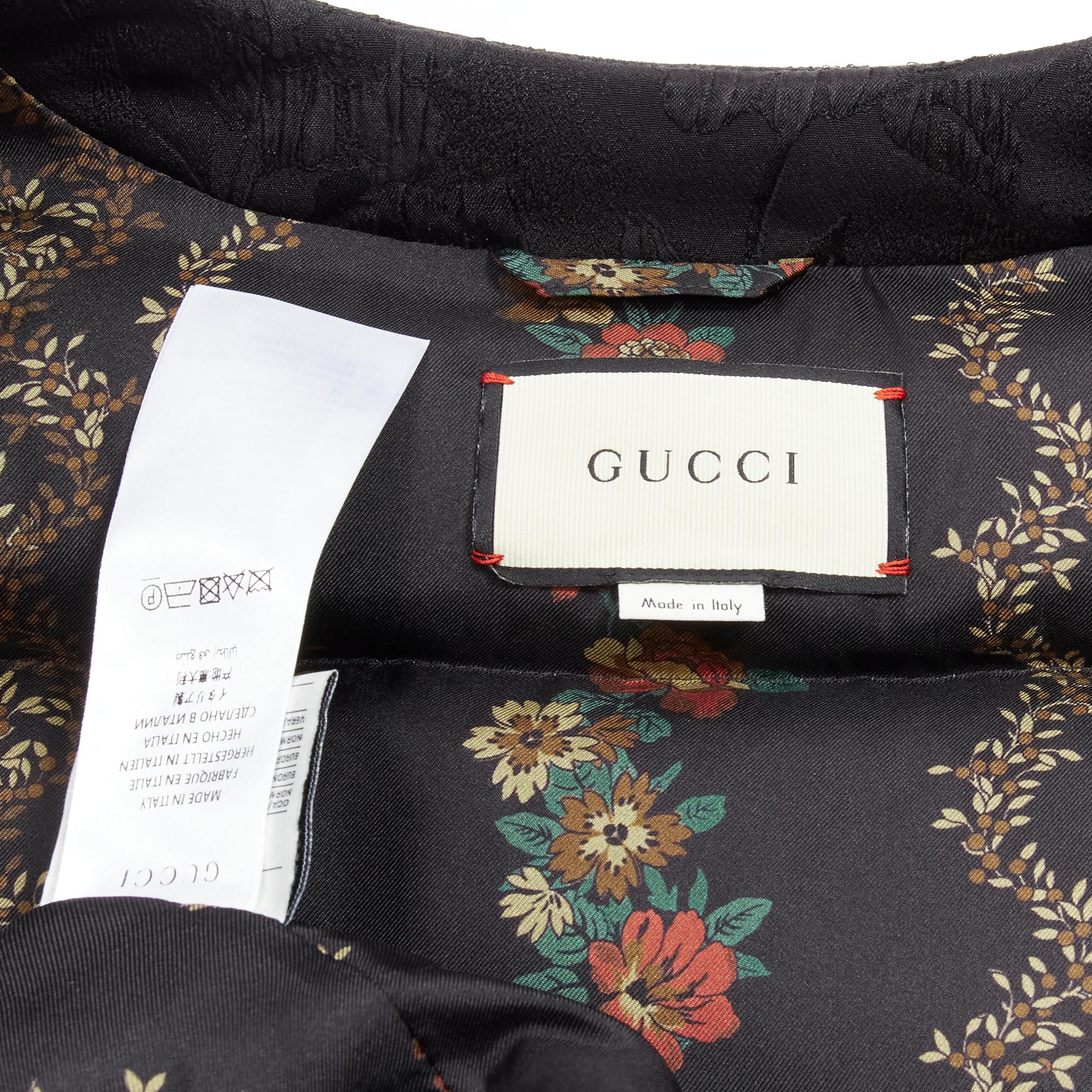 GUCCI 2018 black floral silk jacquard goose down padded puffer jacket IT38 XS 5