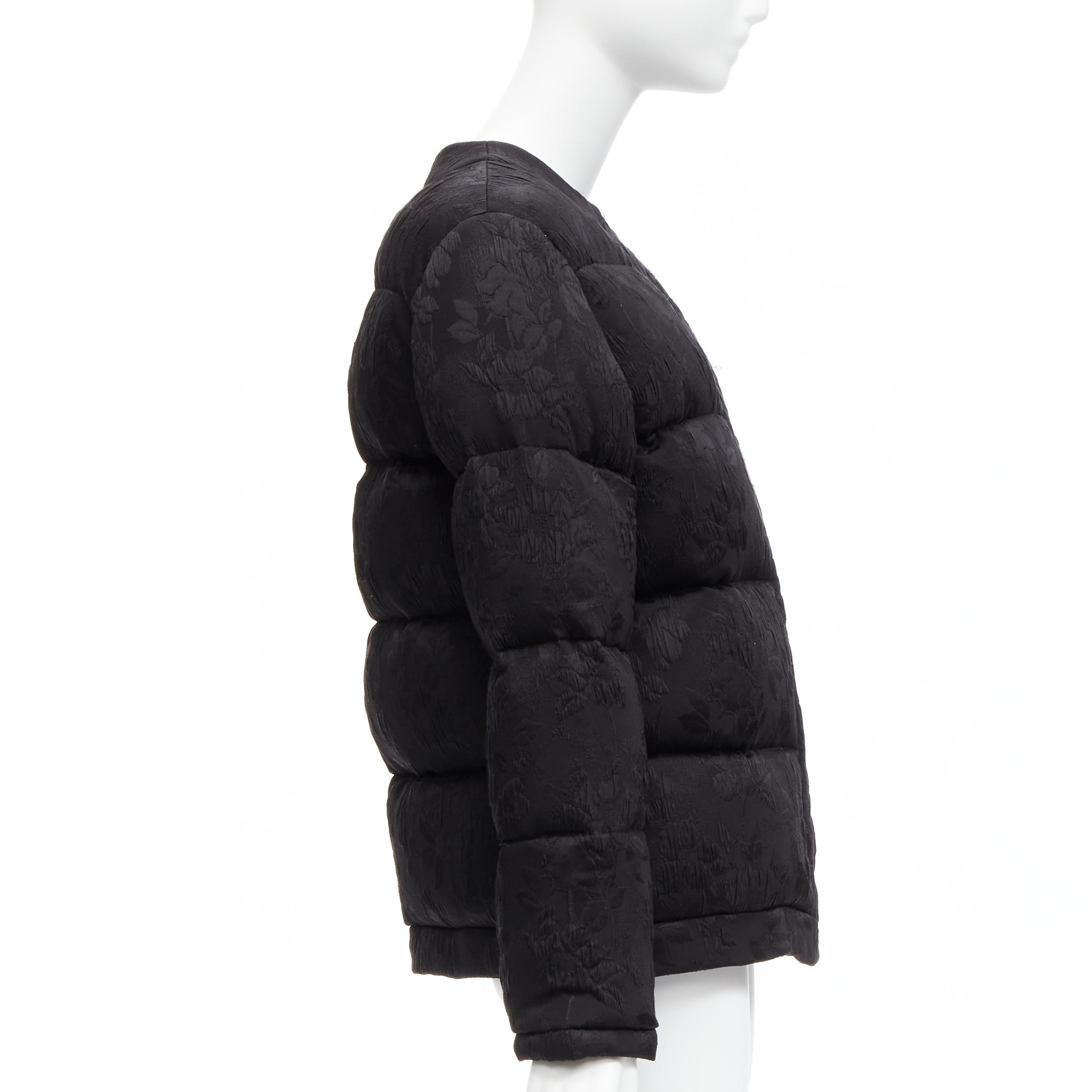 Women's GUCCI 2018 black floral silk jacquard goose down padded puffer jacket IT38 XS