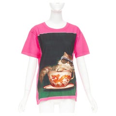 GUCCI 2018 Ignasi Monreal pink cotton Cat in Teacup graphic print t-shirt XS