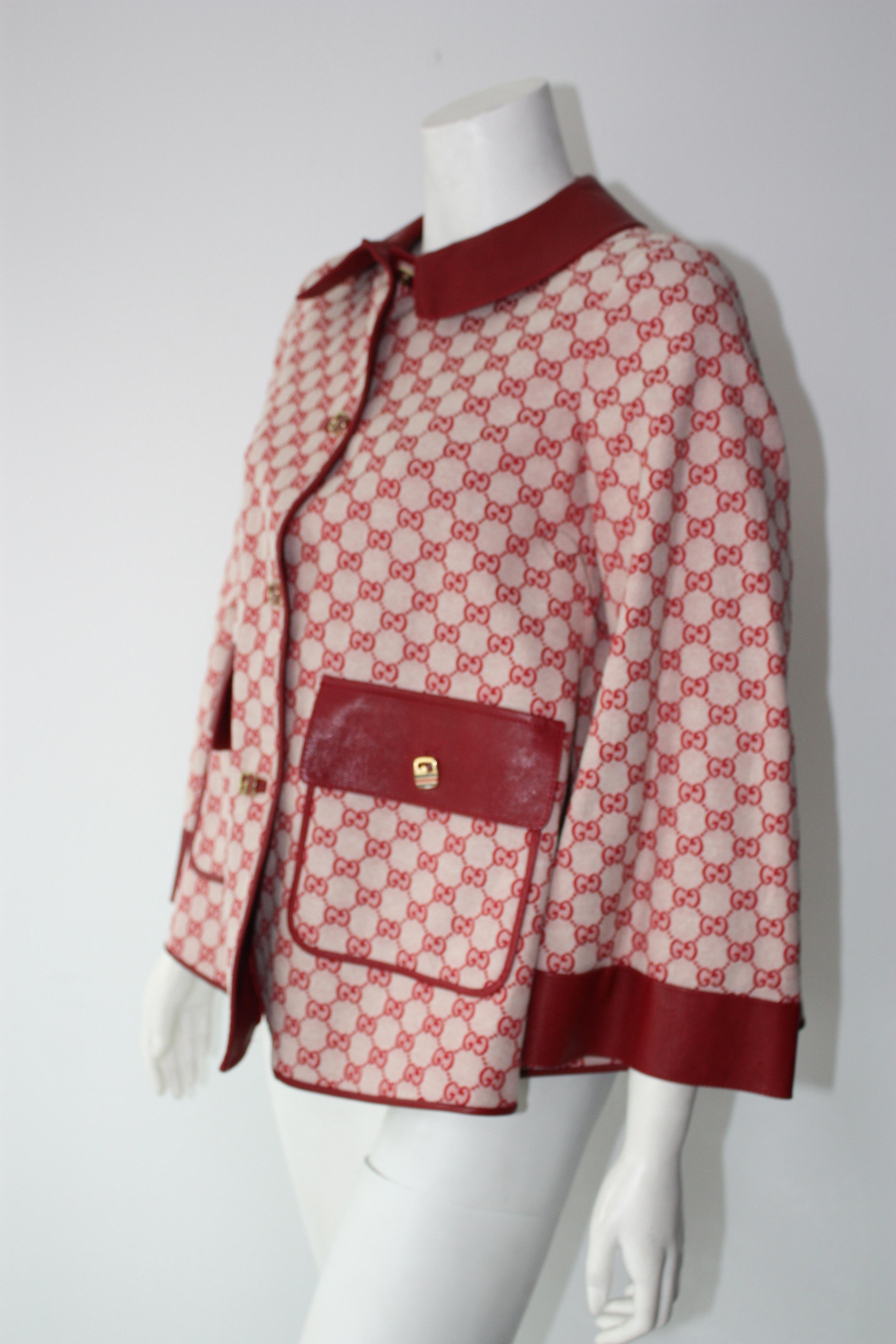 Brown GUCCI 2018 RED LOGO Swing Jacket (Sold out) Size 40  For Sale